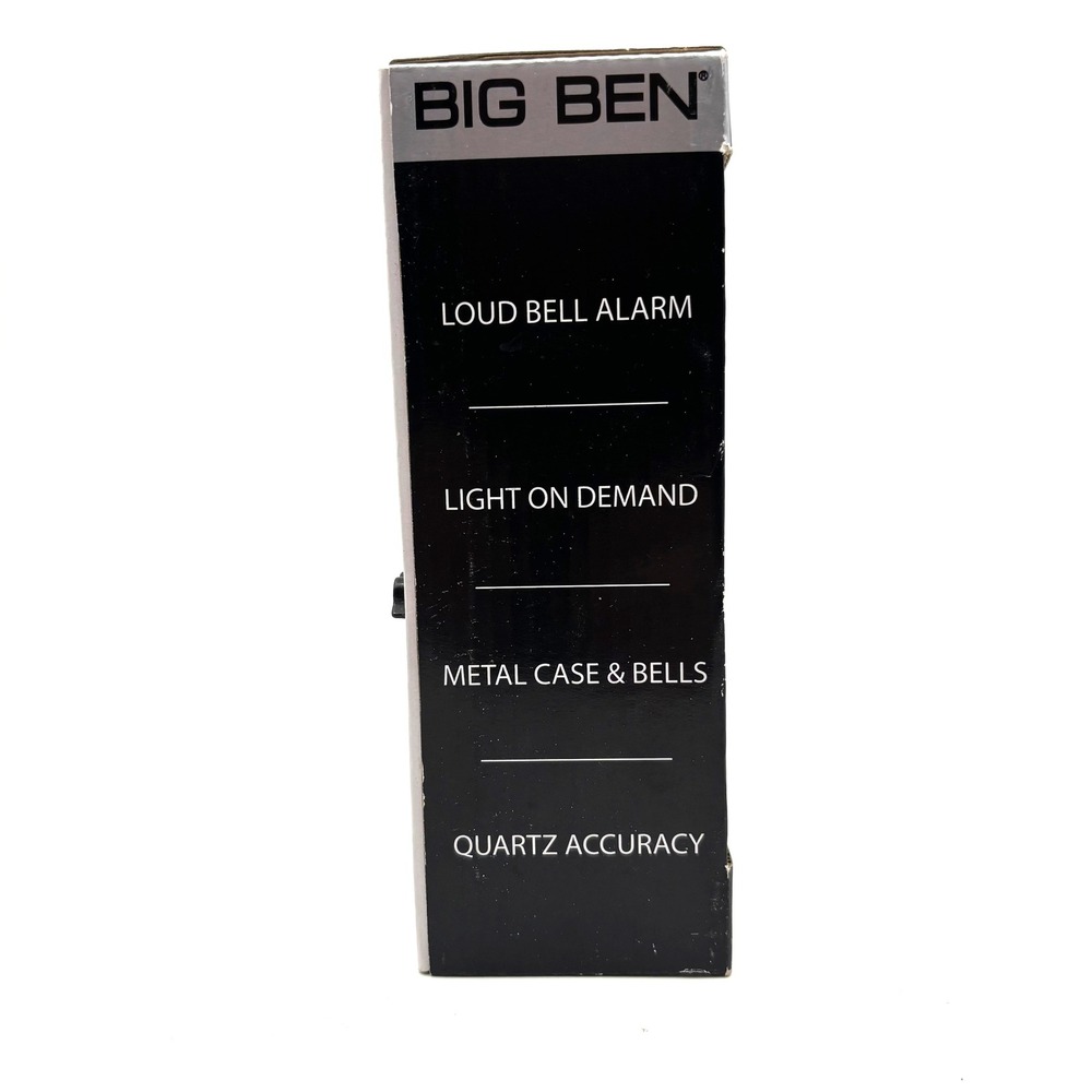Big Ben Twin Bell Alarm Clock Loud Bell Alarm Light On Demand Battery Powered - Picture 4 of 4